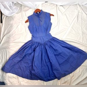 SOLD vintage 70s 80s handmade violet purple drop waist cotton sleeveless dress